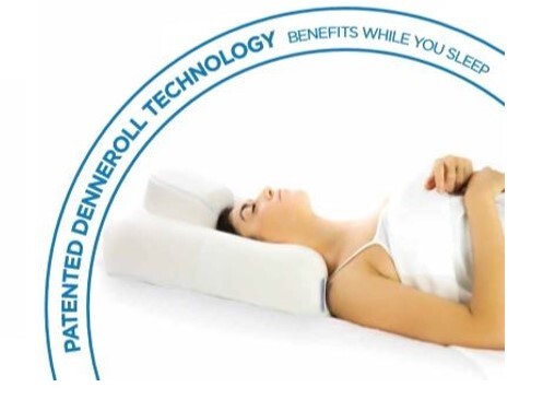 The Denneroll Pillow - with Flip-Out section to provide the ultimate support in supine sleeping, preventing forward head posture and promoting better breathing while you sleep. 